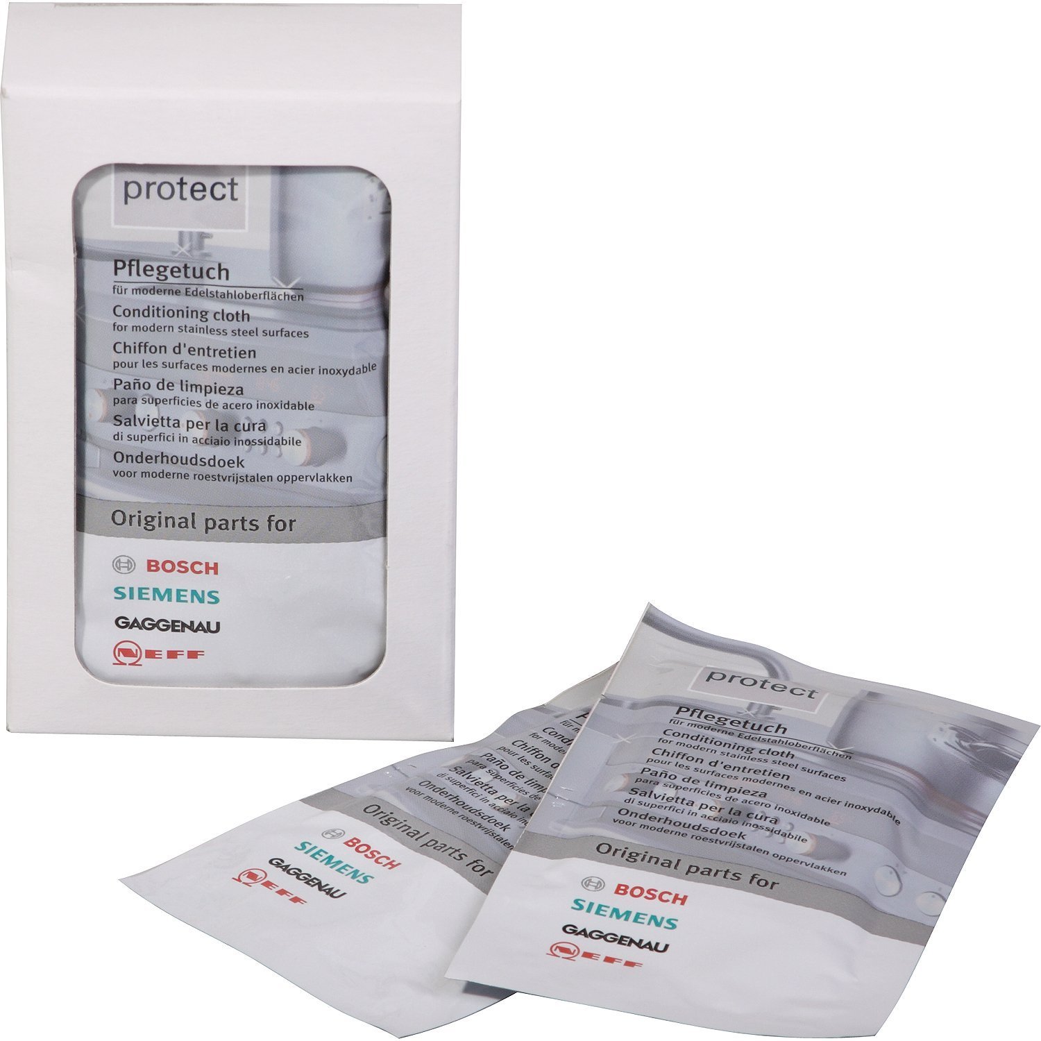 Bosch / Siemens Edelstahl-Pflegetücher 311134 / 312007 / BSH (5 St.)