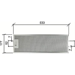 Alapure Metallfilter geeignet für Whirlpool 481248058305 533x177x10mm