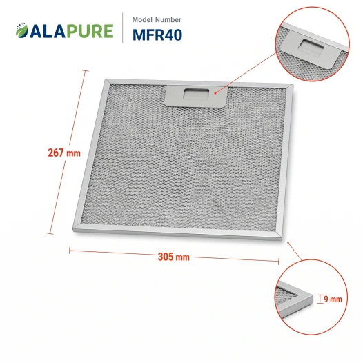 Alapure Metallfilter geeignet für AEG 4055250429 304x267x9mm