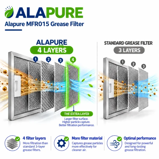 Alapure Metallfilter geeignet für Faber 1330251404 / 133.0251.404 300x250x7mm