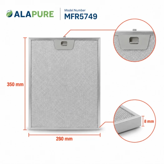 Alapure Metallfilter passend für Faber 133.0335.682 350x280x8mm