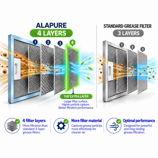 Alapure Metallfilter geeignet für Beko 9188065384 515x166x10mm