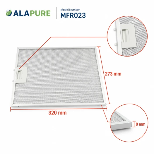 Alapure Metallfilter geeignet für Beko 129730007 / 115657 320x273x8mm