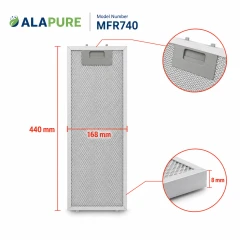 Alapure Metallfilter passend für Klarstein 10034875 / Paolo 52 168x440mm