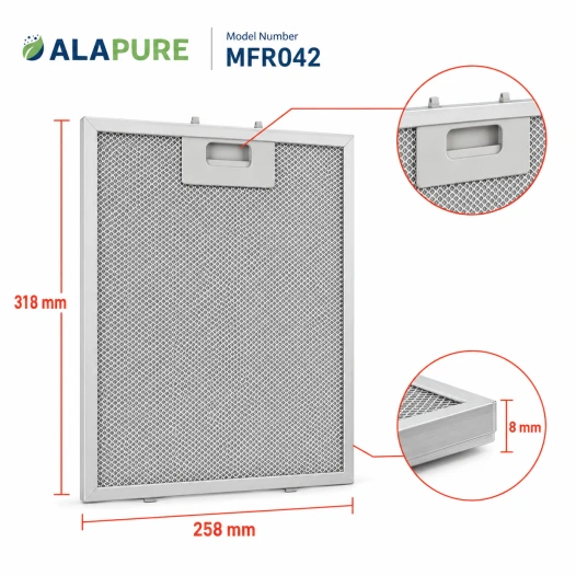 Alapure Metallfilter geeignet für Klarstein 10032227 258x318mm (2 st.)