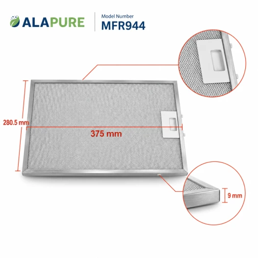 Alapure MFR944 passend für Miele Metallfilter 8270321 375x280,5x9