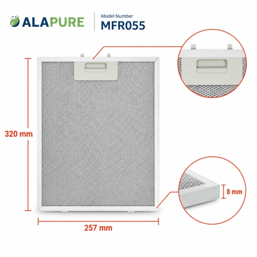 Alapure Metallfilter geeignet für Atag 18831 / 88017203 318x258x8mm