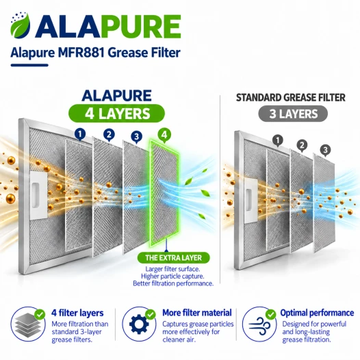 Alapure Metallfilter passend für Electrolux 4055241147 455x185x8mm