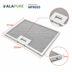 Alapure Metallfilter passend für Whirlpool 481248058332 275x217x8mm