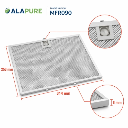Alapure Metallfilter geeignet für Faber 133.0261.220 253x314mm