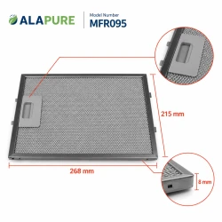 Alapure Metallfilter passend für Whirlpool 481248048083 215x268x8mm
