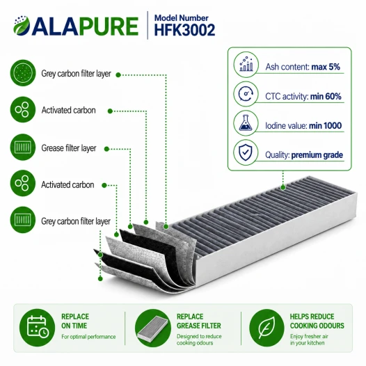 Alapure HFK3002 Aktivkohlefilter geeignet für Gaggenau 17003002 / 792273 / AA413110 / AA413111