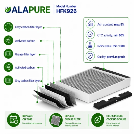 Alapure CleanAir Aktivkohlefilter geeignet für Bosch 17006595 / DZZ1CX1B4
