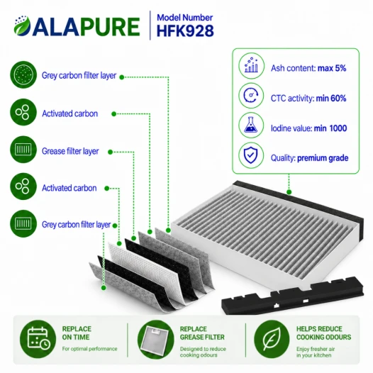 Alapure CleanAir Aktivkohlefilter geeignet für Bosch 11049702 / 11026771 / DHZ5346 / 00705432 / 705432