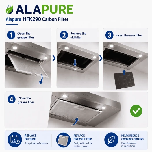 Alapure HFC290 Aktivkohlefilter geeignet für ECFB01ST / 9029798767 / 33005299 / CR380 / AFFCAF16 / ECFB01
