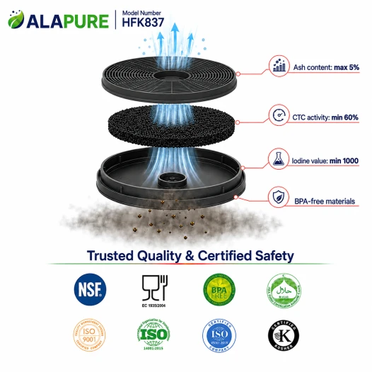 Alapure HFK837 Kohlefilter passend für Klarstein Kohlefilter 10033740