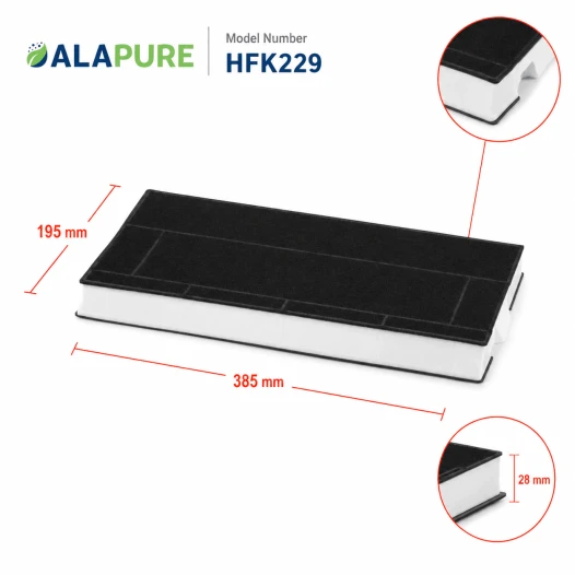 Alapure HFK229 Aktivkohlefilter geeignet für 00434229 / 434229 / DHZ4506 / KF280001 / LZ45501