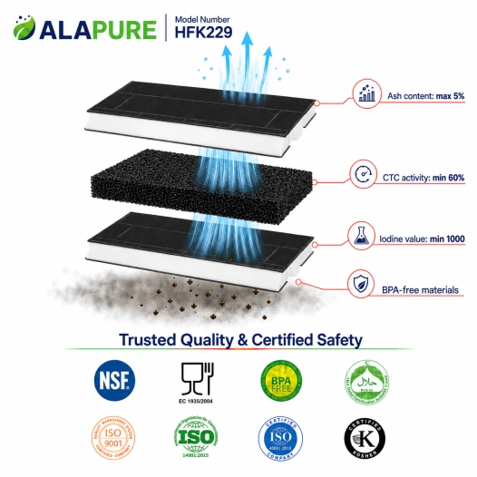 Alapure HFK229 Aktivkohlefilter geeignet für 00434229 / 434229 / DHZ4506 / KF280001 / LZ45501