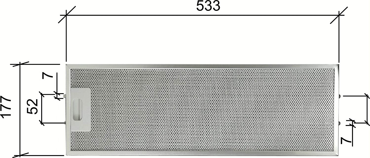 Alapure Metallfilter geeignet für Whirlpool 481248058305 533x177x10mm